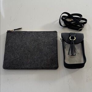 Phone bag clear with strap and Black and Gray Women's Bag Set ✨